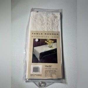 Battleburg Lace White Table Runner 16 x 36 inches NOS VTG 1992 100% Cotton